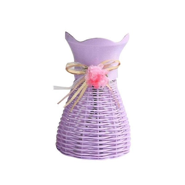 Plastrotting Simuleringskorg Torkad Blomvas Kruka DIY Hemmakontorsdekor Purple