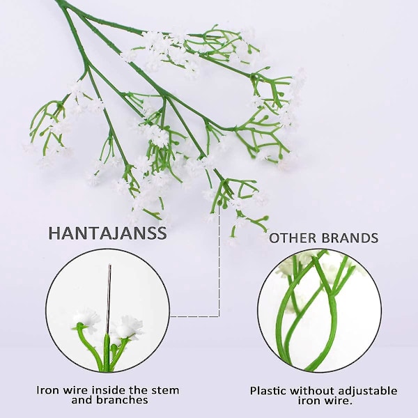 12 kpl Gypsophila Keinotekoiset Kukat Kimput Tekokukat Aito Kosketus Kukat Häihin Juhlakoristeluun DIY Kodin Sisustus