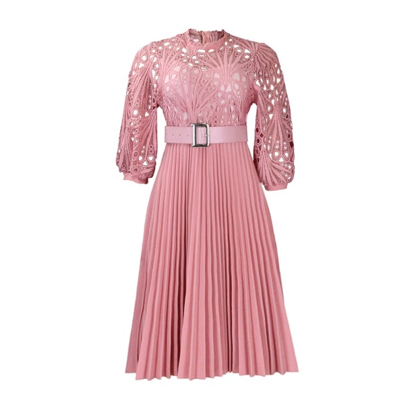 Spets Virkad Sexig Cutout Plisserad klänning Pink XL