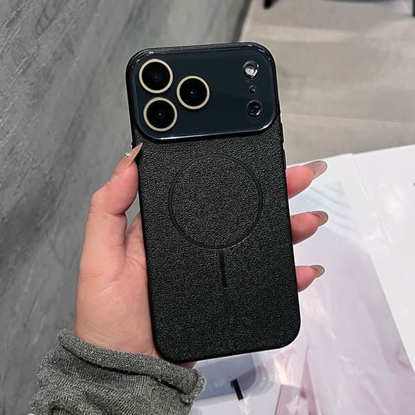 Etui til iPhone 16 Magnetisk Lædertekstur Sort Noz24811