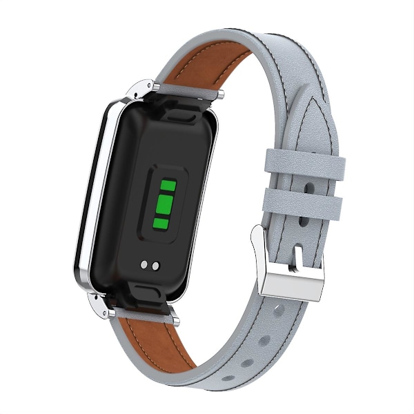 Ljusgrå Ljusgrå Mikrofiberläder Klockarmband kompatibelt med Xiaomi Mi Band 7 Pro