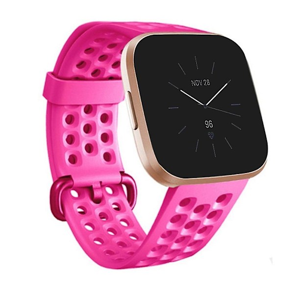 Rosröd Rosröd kompatibel med Fitbit Versa 2 Andningsbart Silikonarmband (vit) kompatibel med Fitbit Versa 2