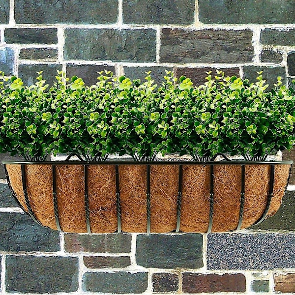 Kunstige Planter Blomster Falske Buksbom Buske 6-pak, Livagtigt Falsk Grønt Løv med 42 Stængler 6
