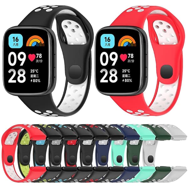 Sort Rød Sort Rød Silikone Urrem kompatibel med Redmi Watch 3 Lite / Watch 3 Active