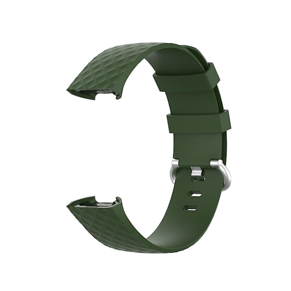 Oliivinvihreä Oliivinvihreä 18mm Hopeanvärinen Solki Tpu Ranneke Kellonranneke yhteensopiva Fitbit Charge 4 / Charge 3 / Charge 3 Se kanssa, Koko: L