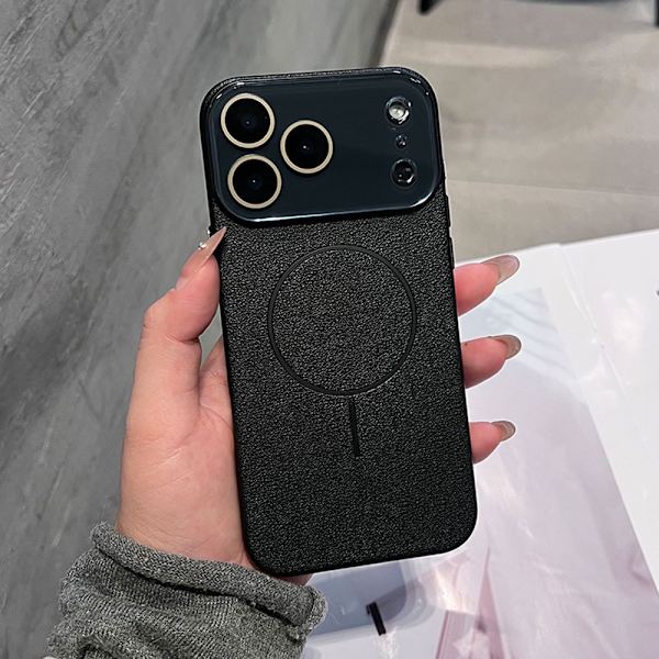 Etui til iPhone 14 Pro Magnetisk Lædertekstur Sort Noz24820