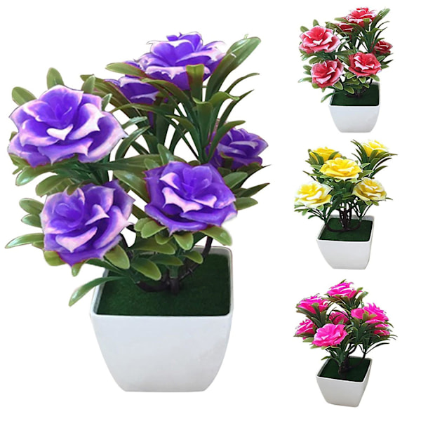 1 stk. Kunstig potteplante Bonsai Performance Scene Hage Hjemmefest Dekor Purple