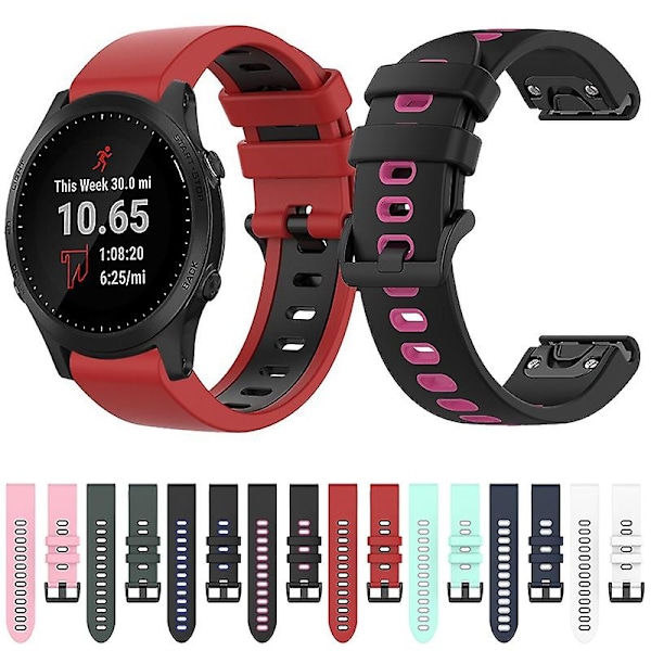 Hvid Sort Hvid Sort Silikone Urrem kompatibel med Garmin kompatibel med erunner 945