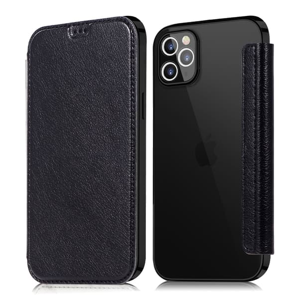 Etui til iPhone 16 Pro Max sort Elektroplettering transparent Magnetisk Flip 2 i 1