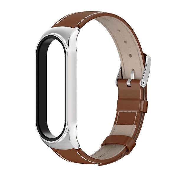 Brun Sølv Brun Sølv kompatibel med Xiaomi Mi Band 6 / 5 / 4 / 3 Kuskinn Klokkereim