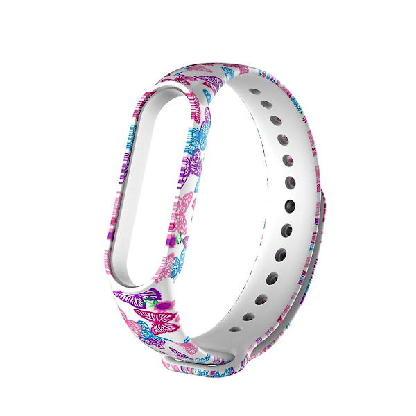 Butterflies Butterflies -yhteensopiva Xiaomi Mi Band 6:n kanssa (ca8856) Silikoniranneke