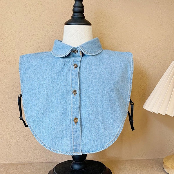 Dame falsk krage Avtakbar halv Vinter Denim Avtakbar Meg blue