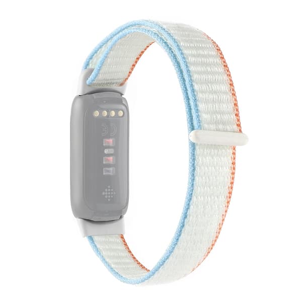 Hvit Hvit Nylon Loop Stropp kompatibel med Fitbit Luxe