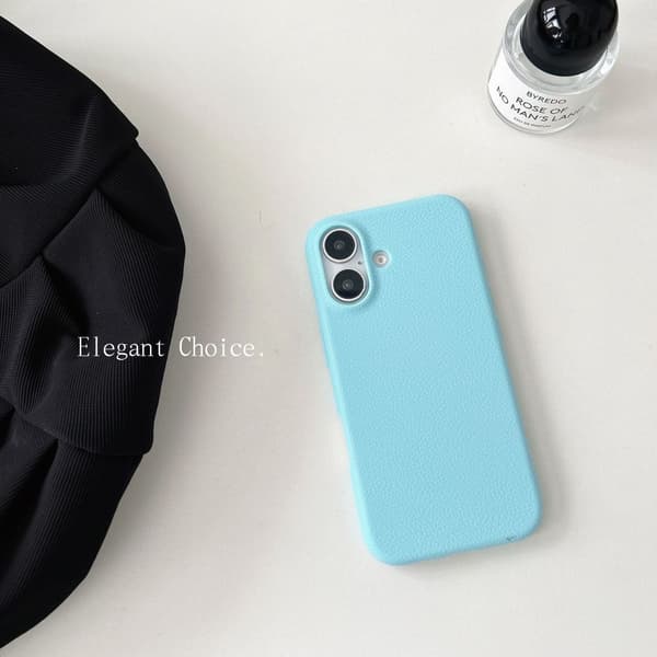 Fodral för iPhone 14plus Himmelsblå Enkelt läder dopamin