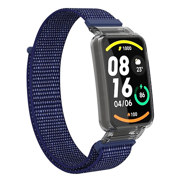 Indigo Blue PC-deksel + Nylon Loop-stropp kompatibel med Xiaomi Mi Band 7 Pro