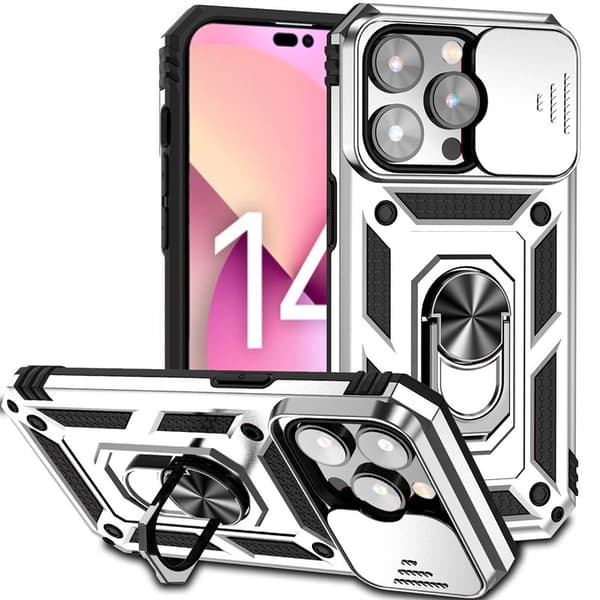 Kotelo iPhone 17 Pro Max Sergeants Sliding Window Ring Silver