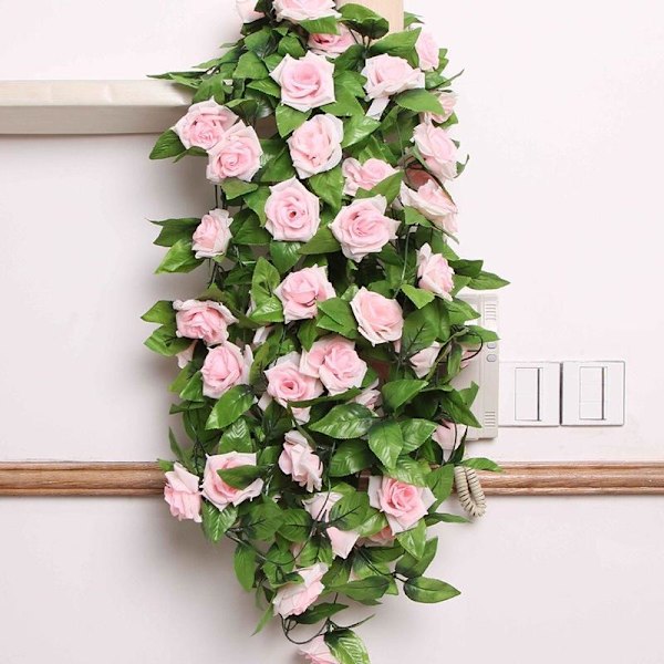 2,4 m Kunstig Blomstrende Silke Rose Blomster Ranke Efeu Hjem Bryllupsdekoration Purple