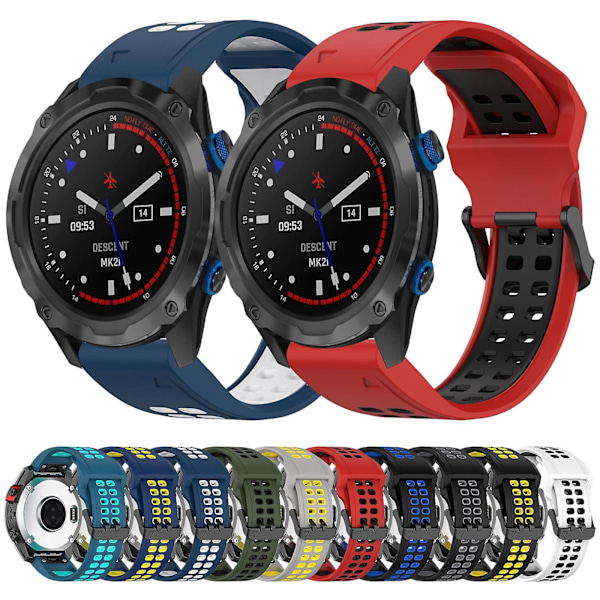 Grå Gul Grå Gul 26mm Tokomponent Silikonreim kompatibel med Garmin Fenix 6X