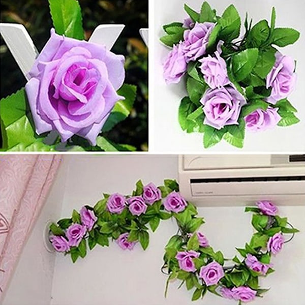 230cm Konstgjord Blomster Rosranka Hängande Girlang Fest Hem Bröllop Väggdekor Red