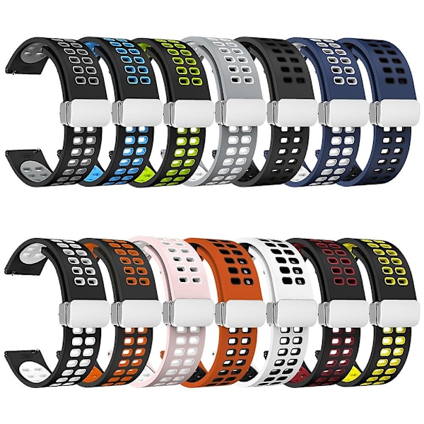 Vikbart Silverspänne Silikon Armbandsur 20mm