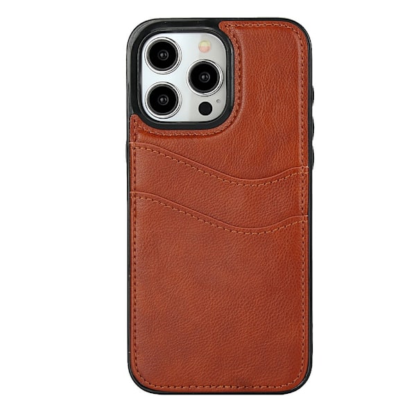 Etui til iPhone 16 Pro brun Wallet med kortholder lædercover