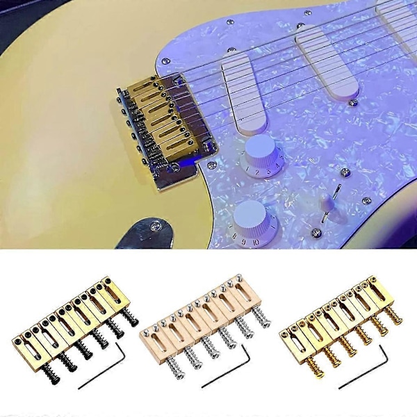 6 stk./pakke Gitarbro-saler i solid messing Messingsaler Erstatninger 10,5 mm Silver