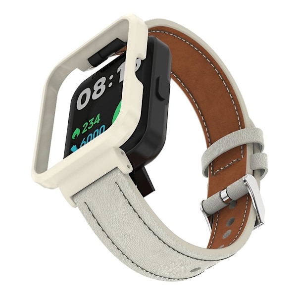 Varm Hvit Elfenbenfarget Kasse Varm Hvit Elfenbenfarget Kasse Lærreim kompatibel med Xiaomi Redmi Watch 2