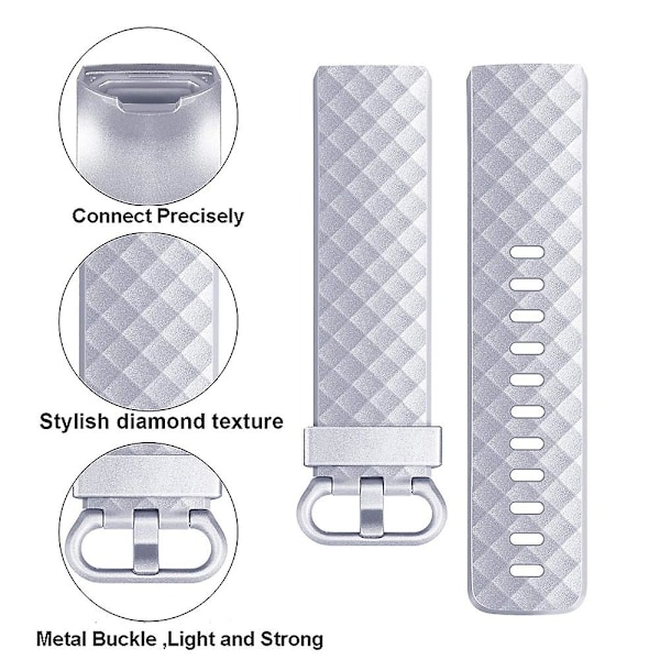 Silver Silver kompatibel med Fitbit Charge 3 Officiellt Mönster Metalliskt Klockarmband (gyllene) kompatibel med Fitbit Charge 3