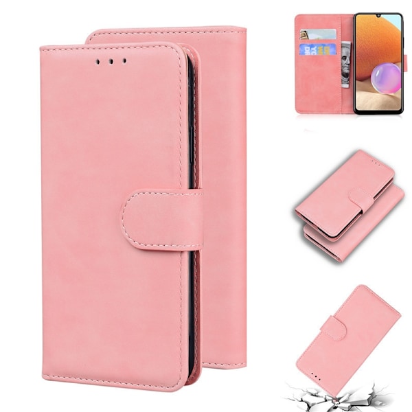 Etui til iPhone 13 Pro rosa Ensfarget Soft-Touch Retro Lommebok med Kortholder Flip