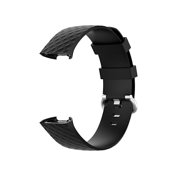 Svart Svart 18mm Silverfärgat Spänne TPU Armbandsur Kompatibelt med Fitbit Charge 4 / Charge 3 / Charge 3 Se, Storlek: L