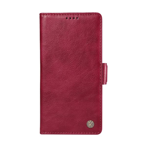 Etui til iPhone 15 Pro Max Claret Pebbled Side Buckle Frosted Wallet med kortholder