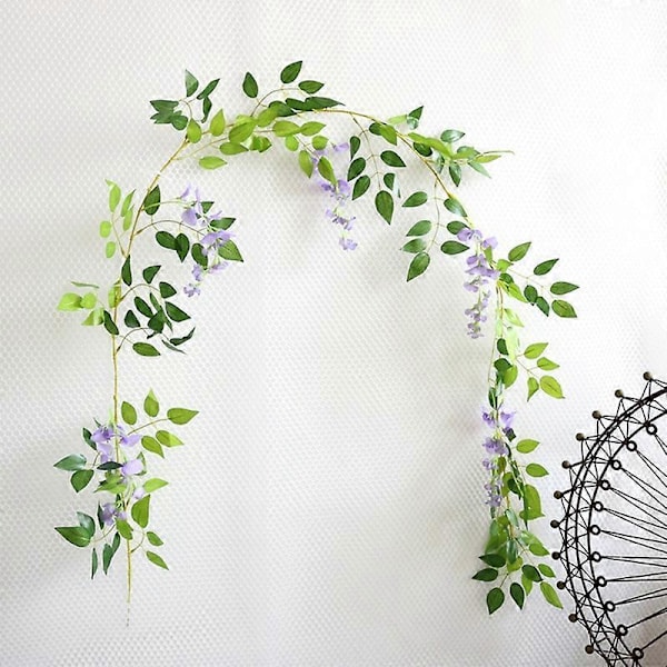 Simulert Rattan Levende Kunstig Silkeblomst Blomsterranke Krans Bryllupsbue Dekorasjon for Kontor White