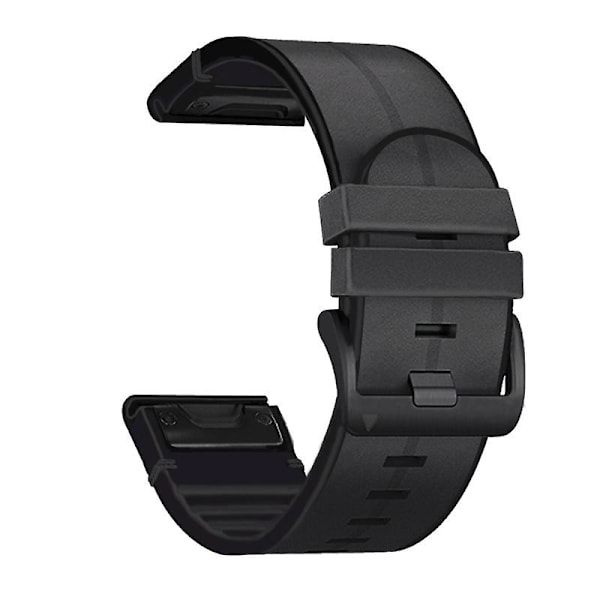 Sort Sort kompatibel med Garmin Fenix 6x Silikone + Læder Urrem