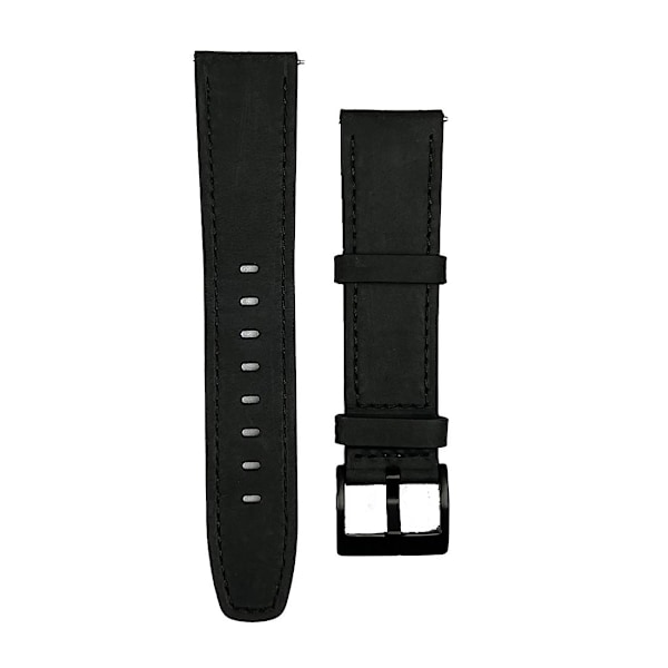 Svart Svart Retro Tekstur Lærreim 22mm