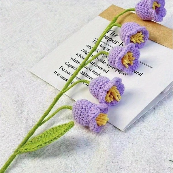 6 stk. 40 cm Hæklet Blomsterbuket Kunstig Liljekonval Håndlavede Strikkede Blomster Hæklede F Purple 6 Pcs
