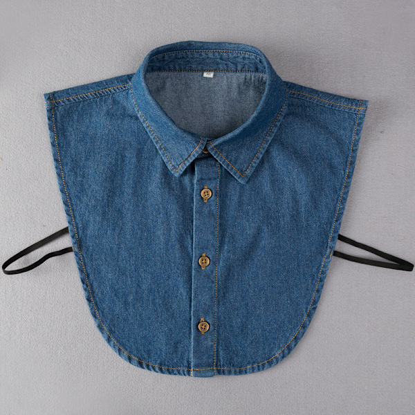 Lös krage för damer, avtagbar halvkrage, vinterdenim avtagbar Adult round denim smalt