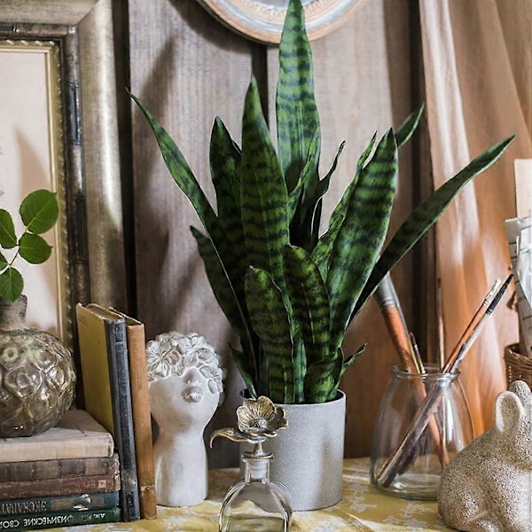Konstgjorda Ormbunkar 76 cm Faux Agave Fake Sansevieria Konstgjord Silkesväxt för Hem Trädgård Kontor Butiksdekoration 4 st (Grön) Green