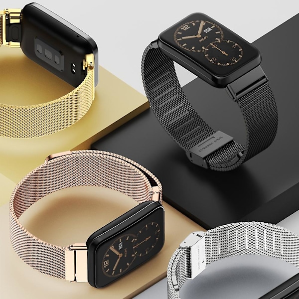 Sort Sort Rustfrit Stål Urrem kompatibel med Xiaomi Mi Band 7 Pro