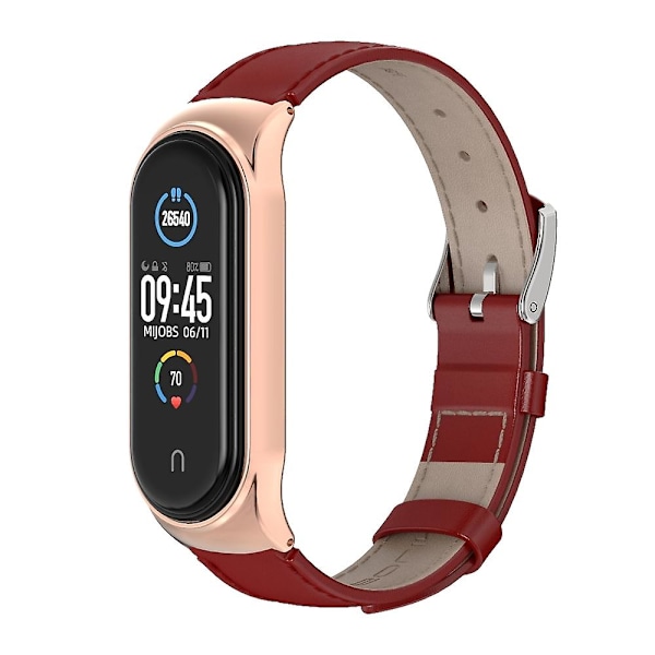 Punainen Ruusukulta Punainen Ruusukulta yhteensopiva Xiaomi Mi Band 6 / 5 / 4 / 3 Nahkainen Kellonranneke