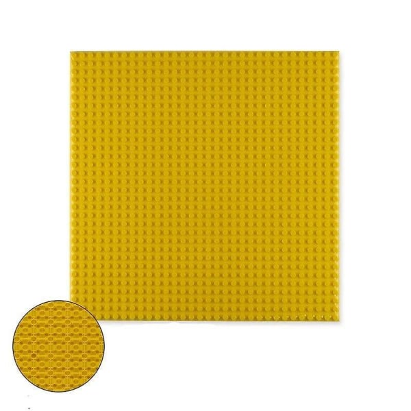 Dubbelsidig bas i plast små byggstenar i tegelleksak 25.6X25.6CM Yellow