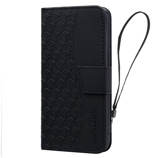 Etui til iPhone 14 Pro Max, sort business Diamond Flip Wallet med kortholder, magnetisk