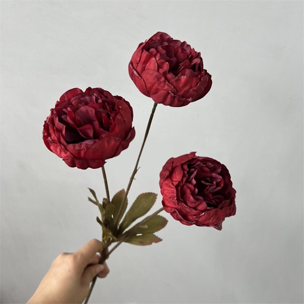 3 Huvuden Pion Kärnad Pion Konstgjord Blomma Falsk Ros Bröllop Vardagsrum Dekoration Champagne One Size