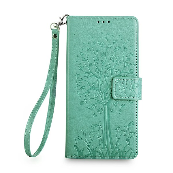 Etui til iPhone 16 Plus grøn Flip Stand Wallet med kortholder