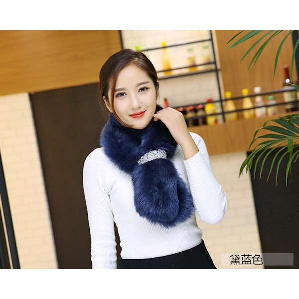 Dam Falsk Krage Avtagbar Halv Plyschpäls Imitationspäls Sc Dark blue Sequined scarf