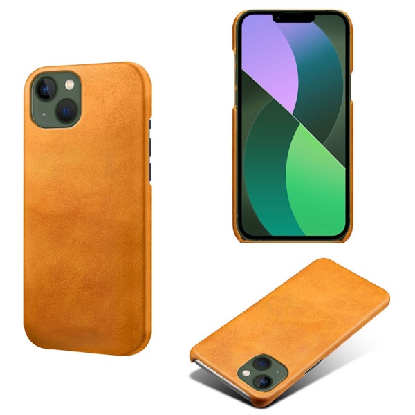 Etui til iPhone 15 Pro MAX orange farve lædertekstur kalveskind