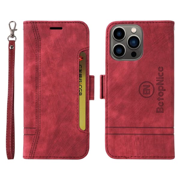 Etui til iPhone 14 Plus Claret Wallet med kortholder Flip Soft-Touch