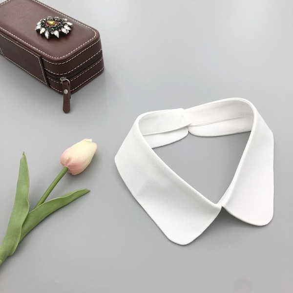 Dame falsk krage Avtakbar halv Allsidig Avtakbar Pe White chiffon round neck