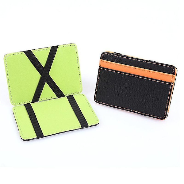 Erittäin Ohut PU-nahkainen Naisten Miesten Taikalompakko Mini Pieni Kolikkokukkaro Kannettava Lyhyt Business Luottokorttikotelo Clutch-laukku Black