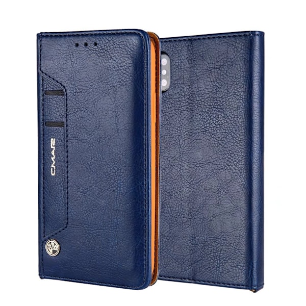 Etui til iPhone 15 blå Roterende Wallet med kortholder og snap-on Flip Wallet med kortholder