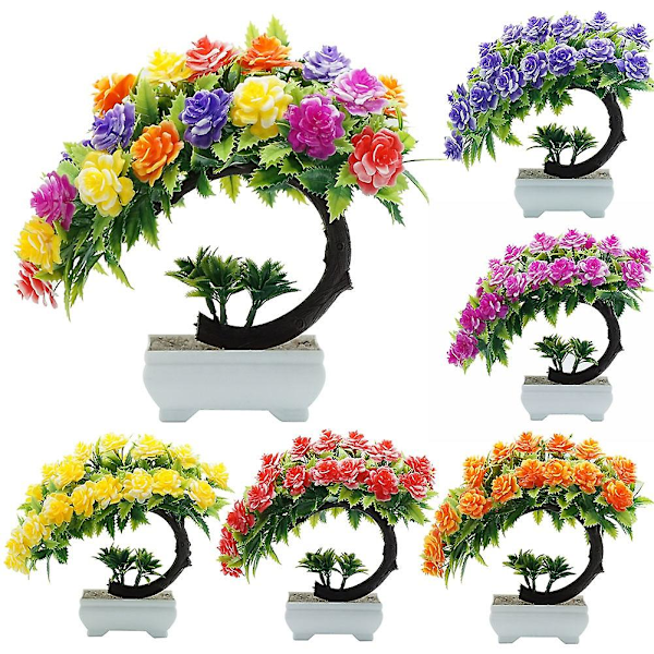 1 stk. Kunstig Blomst Potteplante Bonsai Stue Fest Skrivebord Møbelindretning Purple